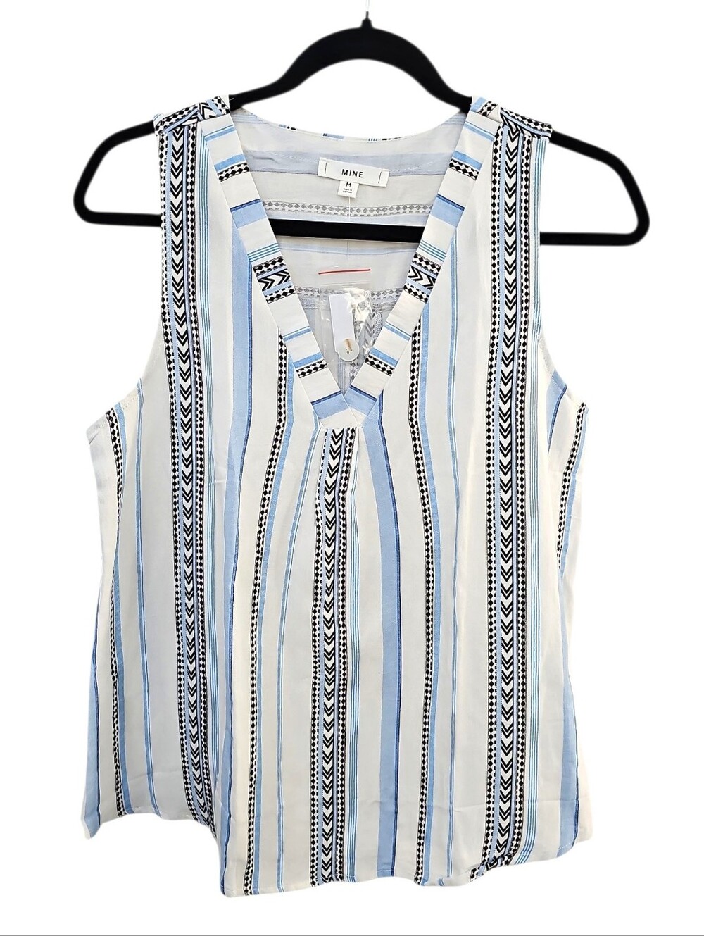 Anthropologie Mine Women's Striped Tank Top Blue Size S New Sleeveless V-Neck